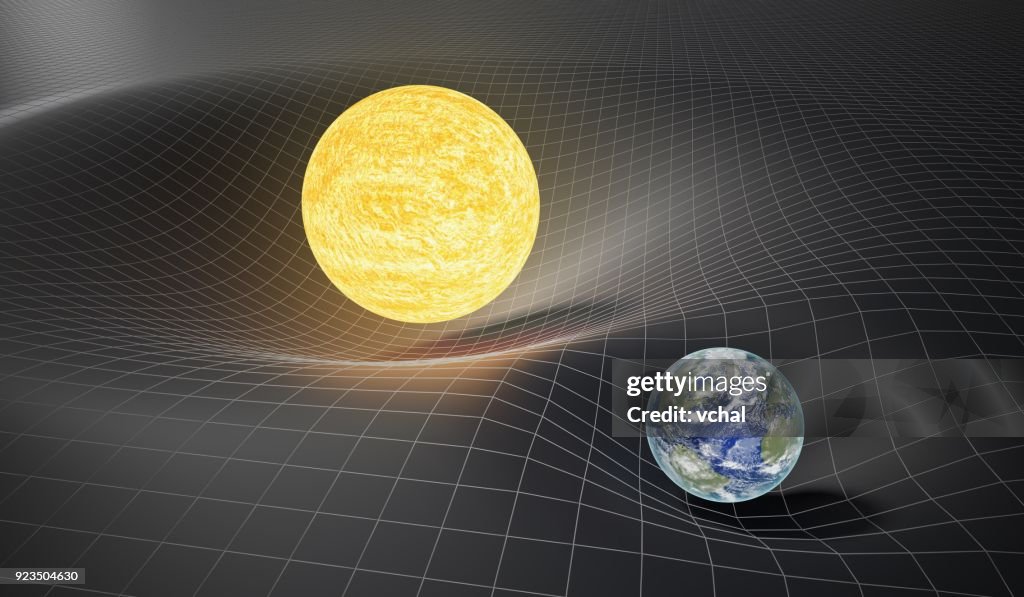 Gravity And General Theory Of Relativity Concept Earth And Sun On ...