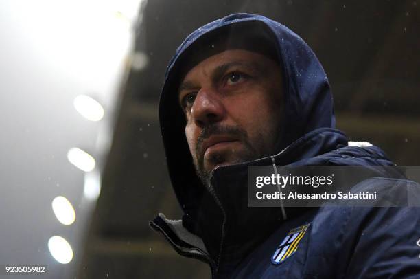 Roberto D'Aversa head coach of Parma Calcio looks on before the serie B match between Parma Calcio and Venezia FC at Stadio Ennio Tardini on February...