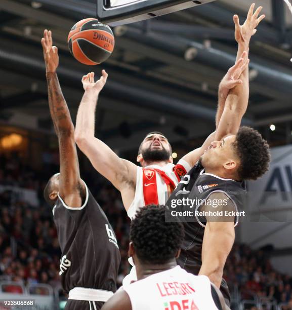 Branko Lazic, #10 of Crvena Zvezda mts Belgrade competes with Augustine Rubit, #21 of Brose Bamberg in action during the 2017/2018 Turkish Airlines...