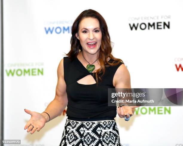 First female NFL coach and author, Jen Welter speaks at the Watermark Conference for Women 2018 at San Jose Convention Center on February 23, 2018 in...
