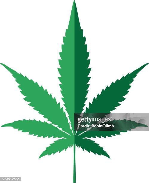 stockillustraties, clipart, cartoons en iconen met twee kleur marihuanablad icon - marijuana leaf