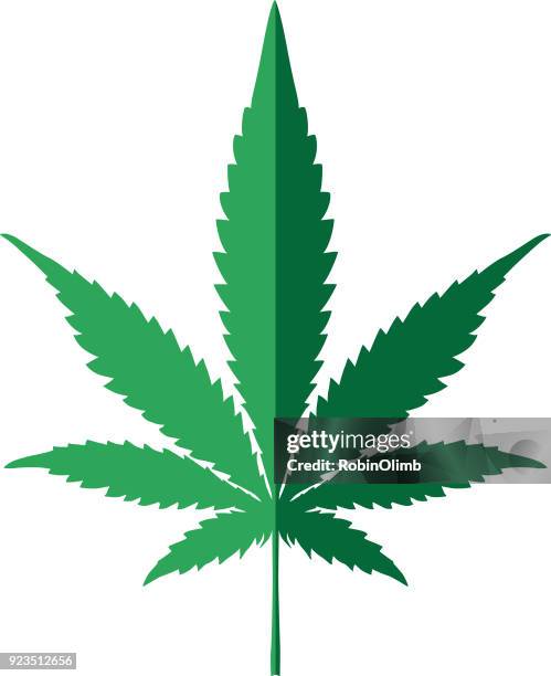 two color marijuana leaf icon - weed leaf stock illustrations