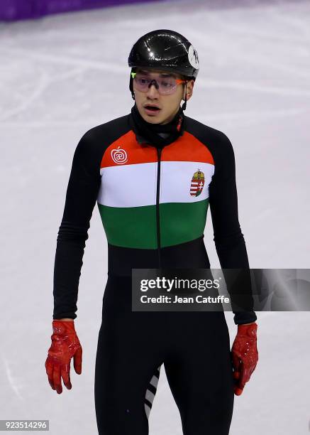 Shaolin Sandor Liu of Hungary competes during the Short Track Speed Skating Men's 500m on day thirteen of the PyeongChang 2018 Winter Olympic Games...