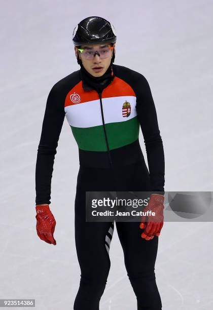Shaolin Sandor Liu of Hungary competes during the Short Track Speed Skating Men's 500m on day thirteen of the PyeongChang 2018 Winter Olympic Games...