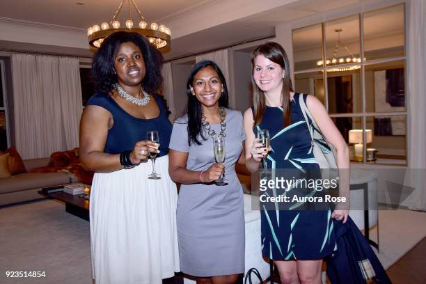 Shari Ajayi, Anna Kantha and Whitney Reubel attend Frette Celebrates Bjorn Bjornsson at Private Residence on February 21, 2018 in New York City.
