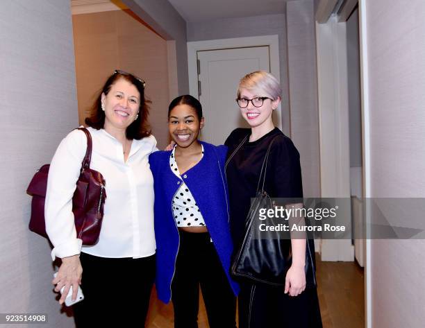 Anna Fioriti, Jessica Noisette and Bailey Johnson attend Frette Celebrates Bjorn Bjornsson at Private Residence on February 21, 2018 in New York City.