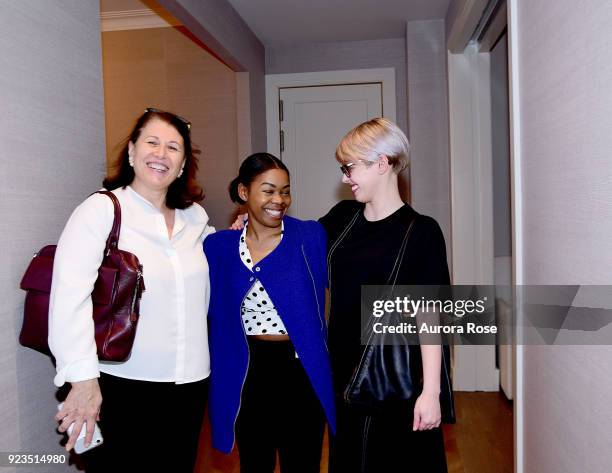 Anna Fioriti, Jessica Noisette and Bailey Johnson attend Frette Celebrates Bjorn Bjornsson at Private Residence on February 21, 2018 in New York City.