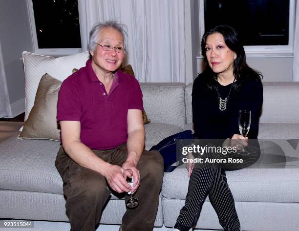 William Shin and Sally Young attend Frette Celebrates Bjorn Bjornsson at Private Residence on February 21, 2018 in New York City.