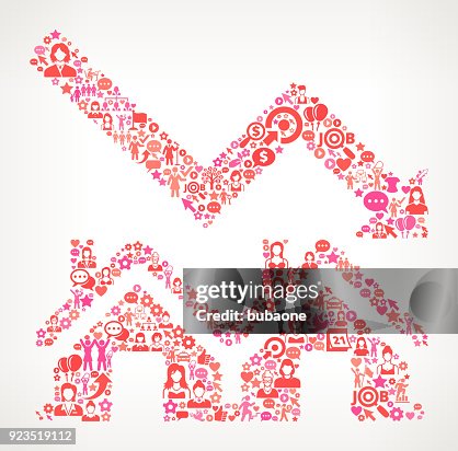 Real Estate Market Decrease Women's Rights and female empowerment Icon Pattern Real Estate Market Decrease Women's Rights and female empowerment Icon Pattern