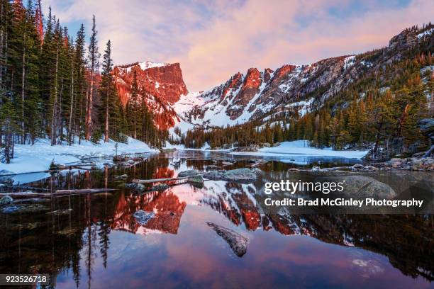 springtime dream lake - rocky mountain national park in spring stock pictures, royalty-free photos & images
