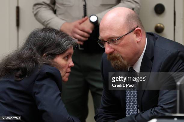 Louise Anna Turpin, who, along with David Allen Turpin is accused of abusing and holding 13 of their children captive, talks to her attorney Jeff...
