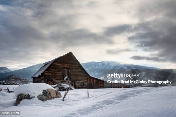 steamboat springs snow barn - steamboat springs stock pictures, royalty-free photos & images