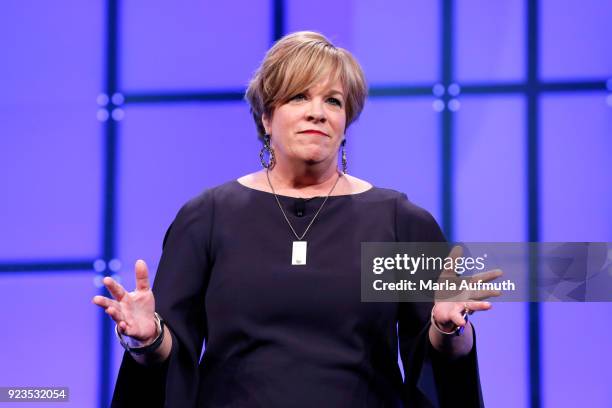 Partner and president, Peppercomm West Coast and board member, Watermark, Ann Barlow speaks onstage at the Watermark Conference for Women 2018 at San...