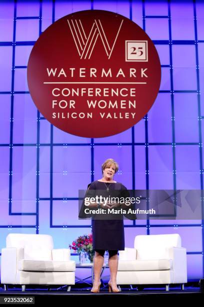 Partner and president, Peppercomm West Coast and board member, Watermark, Ann Barlow speaks onstage at the Watermark Conference for Women 2018 at San...