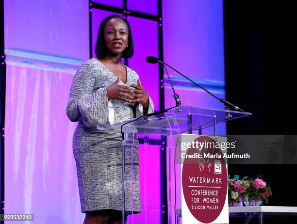 Diversity, inclusion and talent management, Oath, Allison Allen speaks onstage at the Watermark Conference for Women 2018 at San Jose Convention...