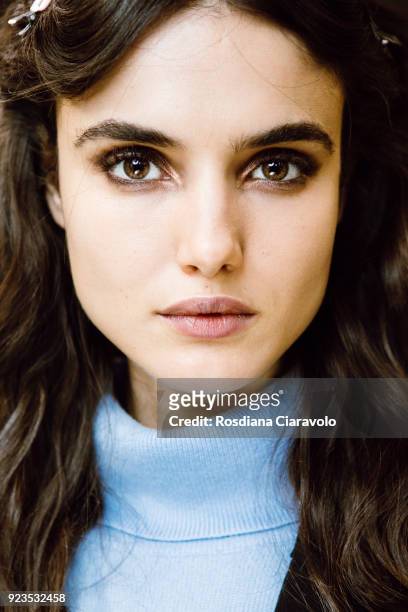 Model Blanca Padilla is seen backstage ahead of the Etro show during Milan Fashion Week Fall/Winter 2018/19 on February 23, 2018 in Milan, Italy.