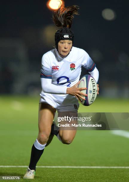 Kelly Smith of England in action on her England debut during the Natwest Women's Six Nations match between Scotland Women and England Women at...