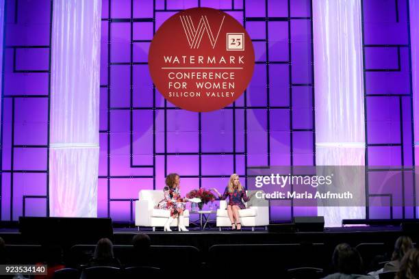Journalist Elaine Welteroth and actor/producer/activist Reese Witherspoon speak onstage at the Watermark Conference for Women 2018 at San Jose...
