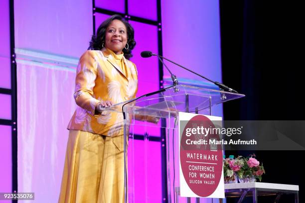 Gilead Sciences, Inc, Robin Washington speaks onstage at the Watermark Conference for Women 2018 at San Jose Convention Center on February 23, 2018...