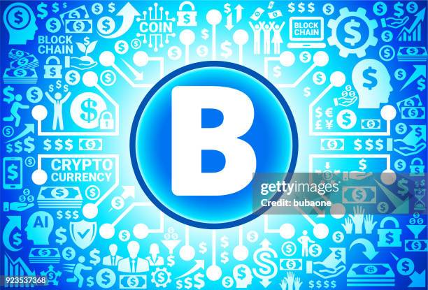letter b icon on money and cryptocurrency background - printed circuit b stock illustrations