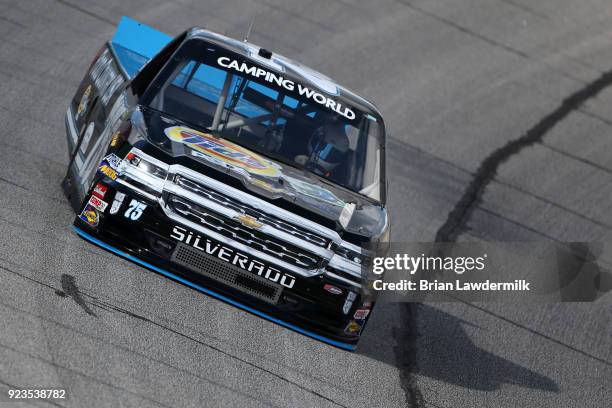 Parker Kligerman, driver of the Food Country USA/Lopez Wealth Management Chevrolet, practices for the NASCAR Camping World Truck Series Active Pest...