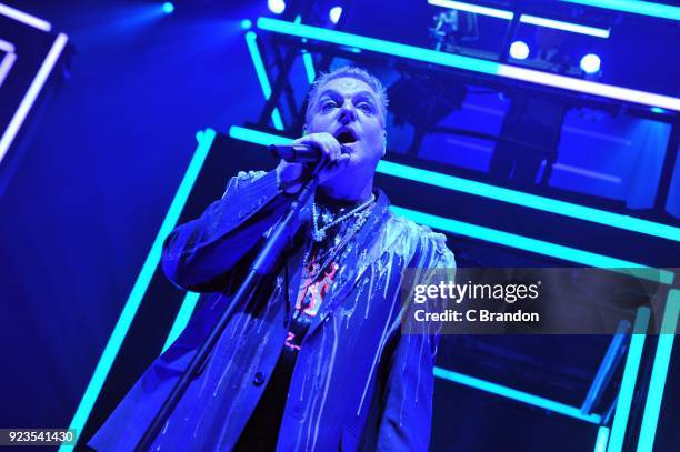 Andy Bell of Erasure performs on stage at the Eventim Apollo on February 23, 2018 in London, England.