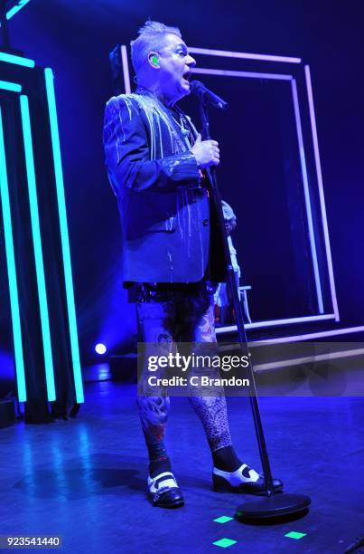 Andy Bell of Erasure performs on stage at the Eventim Apollo on February 23, 2018 in London, England.