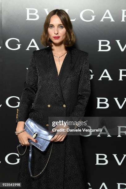 Candela Pelizza attends Bulgari FW 2018 Dinner Party on February 23, 2018 in Milan, Italy.