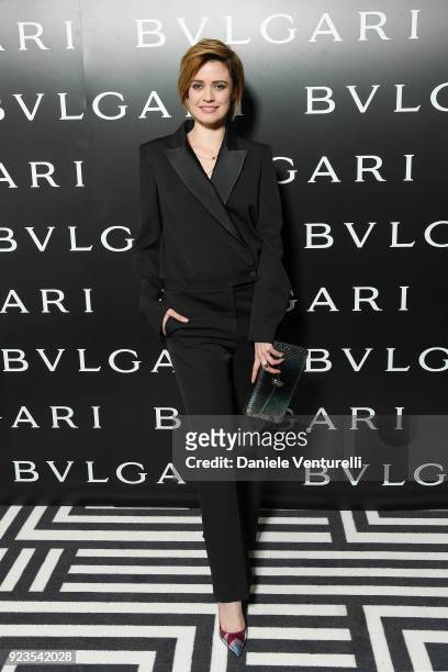 Nathalie Rapti Gomez attends Bulgari FW 2018 Dinner Party on February 23, 2018 in Milan, Italy.