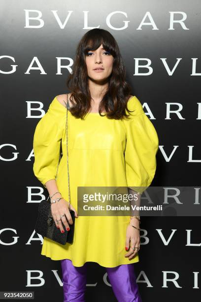 Eleonora Carisi attends Bulgari FW 2018 Dinner Party on February 23, 2018 in Milan, Italy.