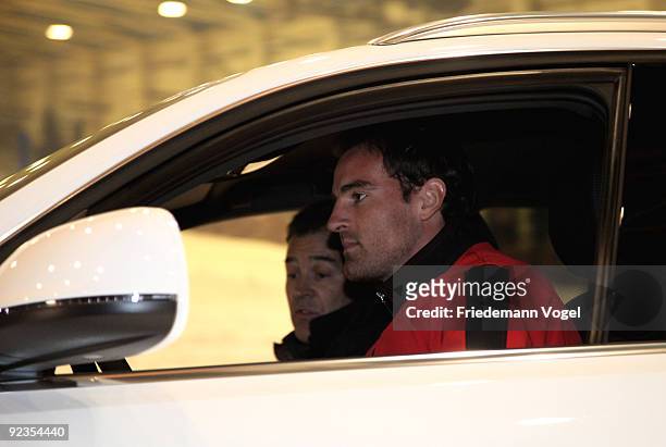 Cristoph Metzelder looks on during the Audi Car Handover and Snow Driving Experience with Real Madrid at the Snowzone on October 26, 2009 in Madrid,...