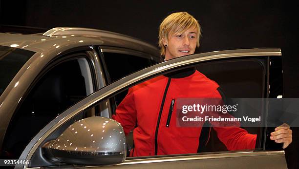 Guti looks on during the Audi Car Handover and Snow Driving Experience with Real Madrid at the Snowzone on October 26, 2009 in Madrid, Spain.