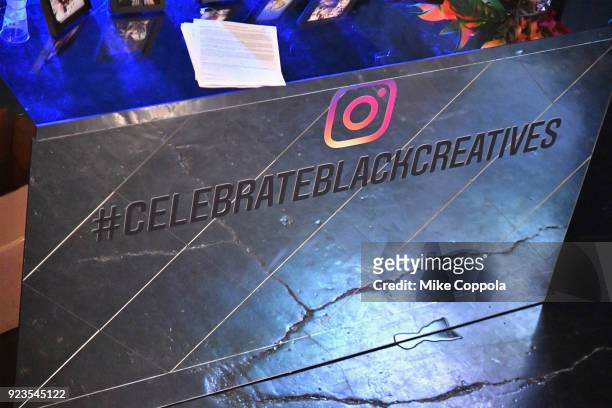 View of signage as Instagram celebrates #BlackGirlMagic and #BlackCreatives on February 23, 2018 in New York City.