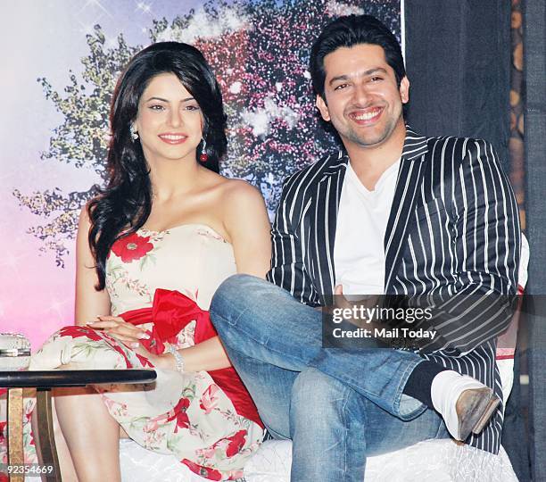 Actors Aamna Shariff and Aftab Shivdasani at the audio release of the film Aao Wish Karein in Mumbai on Friday, October 23, 2009.