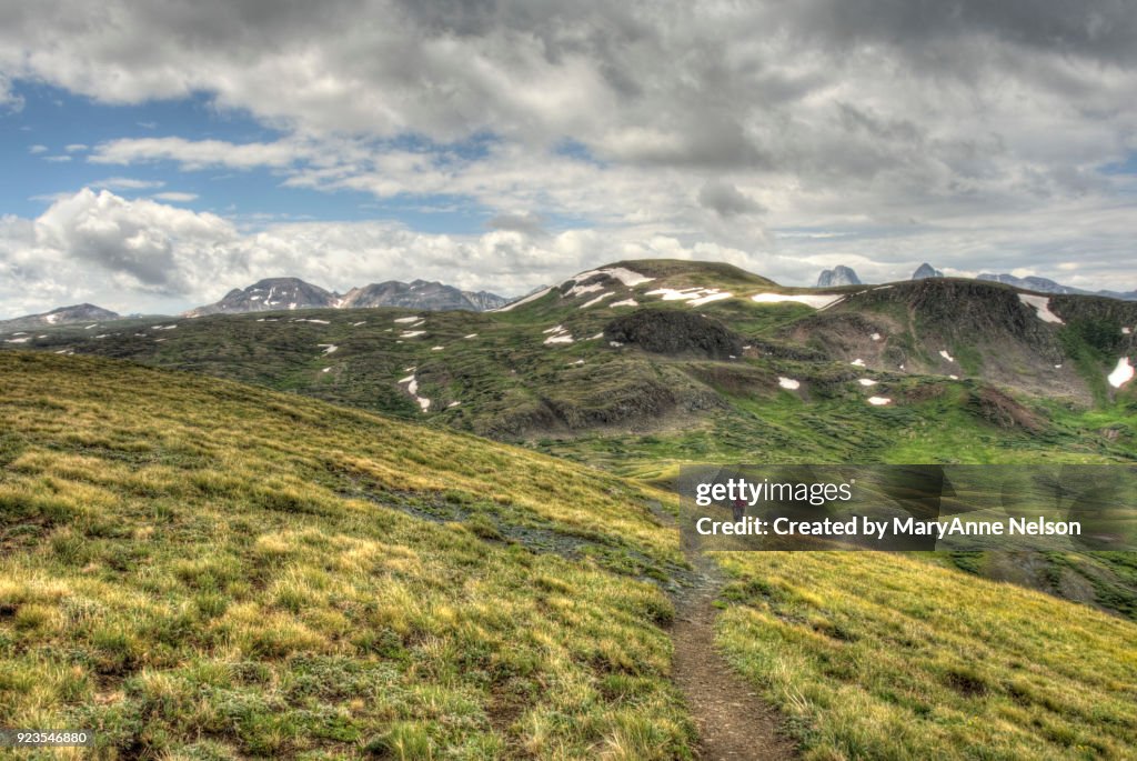 Continental Divide Trail above Timberline with Mountains