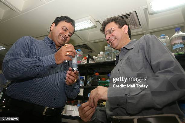 Scientists Chetan Chitnis and Deepak Gaur of the International Centre for Genetic engineering and Biotechnology, who are are working on a vaccine...