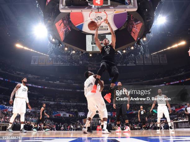 Giannis Antetokounmpo of team Stephen dunks the ball during the NBA All-Star Game as a part of 2018 NBA All-Star Weekend at STAPLES Center on...