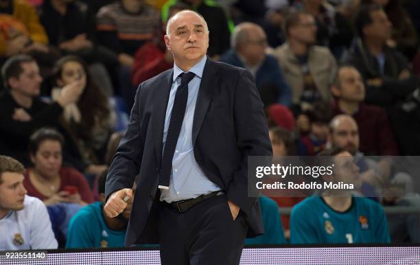 Pablo Laso, Head Coach of Real Madrid in action during the 2017/2018 Turkish Airlines EuroLeague Regular Season game between FC Barcelona Lassa and...