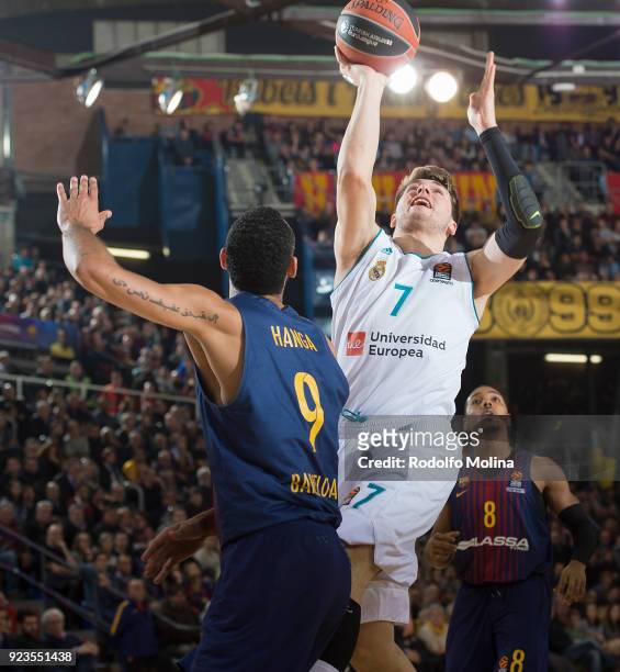 Luka Doncic, #7 of Real Madrid in action during the 2017/2018 Turkish Airlines EuroLeague Regular Season game between FC Barcelona Lassa and Real...