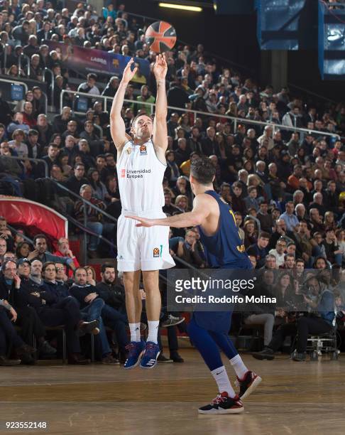 Fabien Causeur, #1 of Real Madrid in action during the 2017/2018 Turkish Airlines EuroLeague Regular Season game between FC Barcelona Lassa and Real...