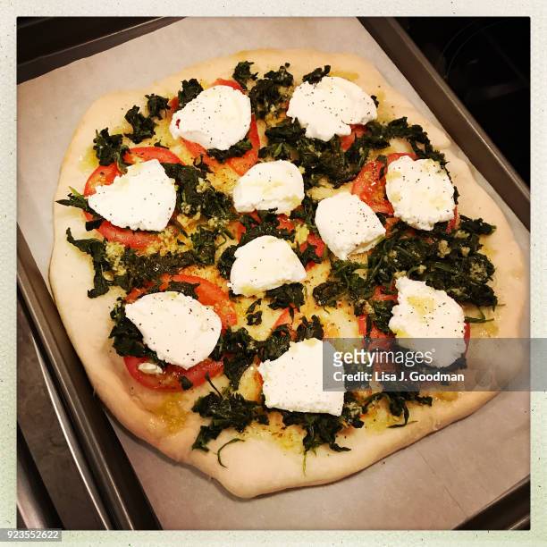homemade white pizza (bianca) - vit pizza bildbanksfoton och bilder