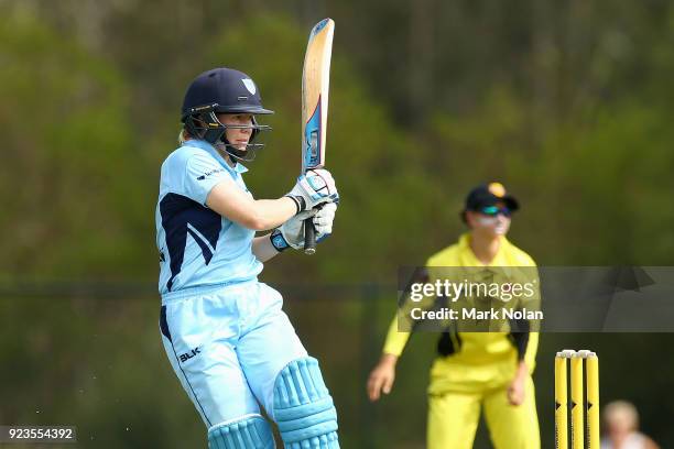 Alex Blackwell of NSW bats during the WNCL Final match between New South Wales and Western Australia at Blacktown International Sportspark on...