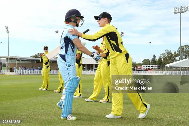 Alex Blackwell of NSW is given a gaurd of honour during the WNCL Final match between New South Wales and Western Australia at Blacktown International...