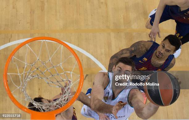 Fabien Causeur, #1 of Real Madrid in action during the 2017/2018 Turkish Airlines EuroLeague Regular Season game between FC Barcelona Lassa and Real...