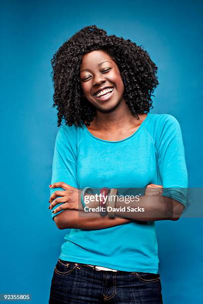 woman on blue - eyes closed happy stock pictures, royalty-free photos & images