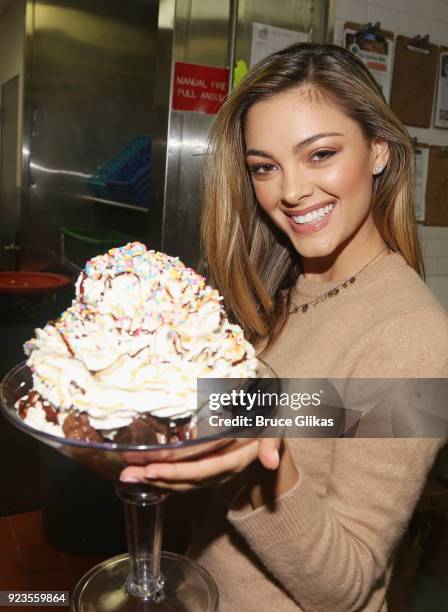 Miss Universe 2017 Demi-Leigh Nel-Peters visits Buca di Beppo Times Square on February 22, 2018 in New York City.