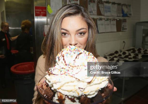 Miss Universe 2017 Demi-Leigh Nel-Peters visits Buca di Beppo Times Square on February 22, 2018 in New York City.