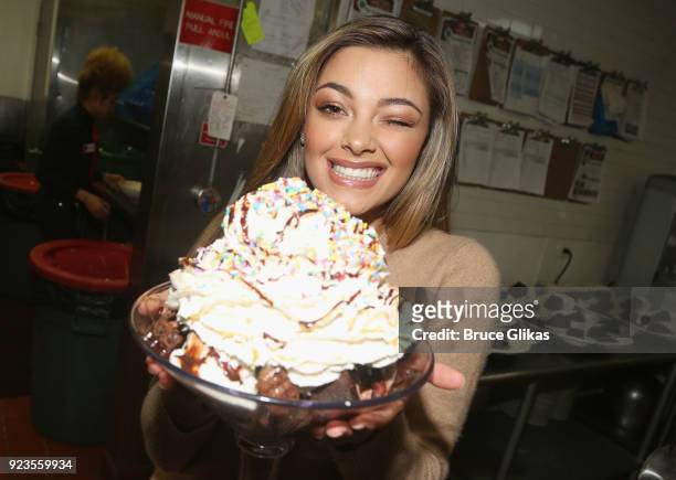 Miss Universe 2017 Demi-Leigh Nel-Peters visits Buca di Beppo Times Square on February 22, 2018 in New York City.