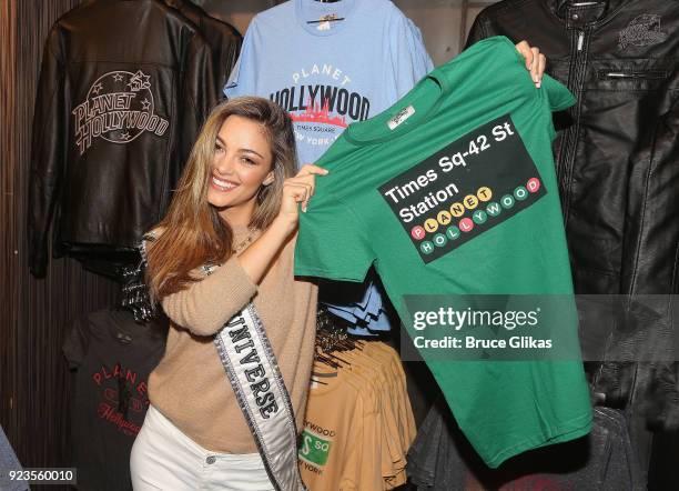 Miss Universe 2017 Demi-Leigh Nel-Peters visits Planet Hollywood Times Square on February 22, 2018 in New York City.