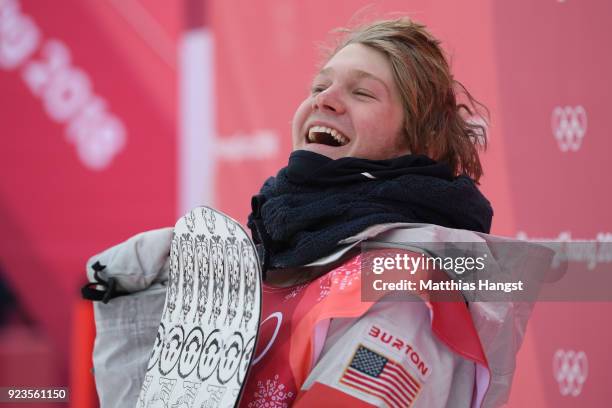 Kyle Mack of the United States celebrates after his run during the Men's Big Air Final Run 2 on day 15 of the PyeongChang 2018 Winter Olympic Games...